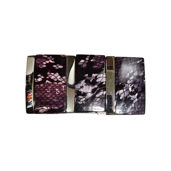 Translucent Iridescent Purple Snakeskin Lucite and Polished Silvertone - Picture 3 of 3